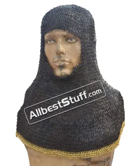 6 MM Flat Riveted alternating Solid Chain Maille Hood